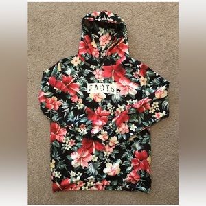 Tropical Floral 3D Digital Hooded Sweatshirt Large Hawaiian Hibiscus